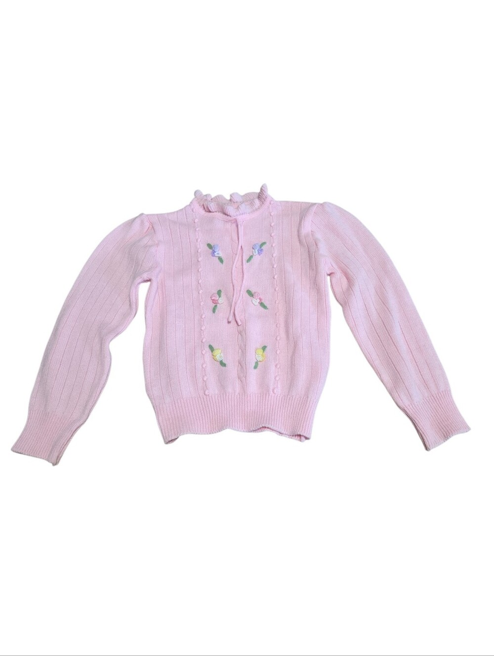 Vintage Kookies Pink Floral Girls Pullover Sweater Size 10-12ā Cotragecore